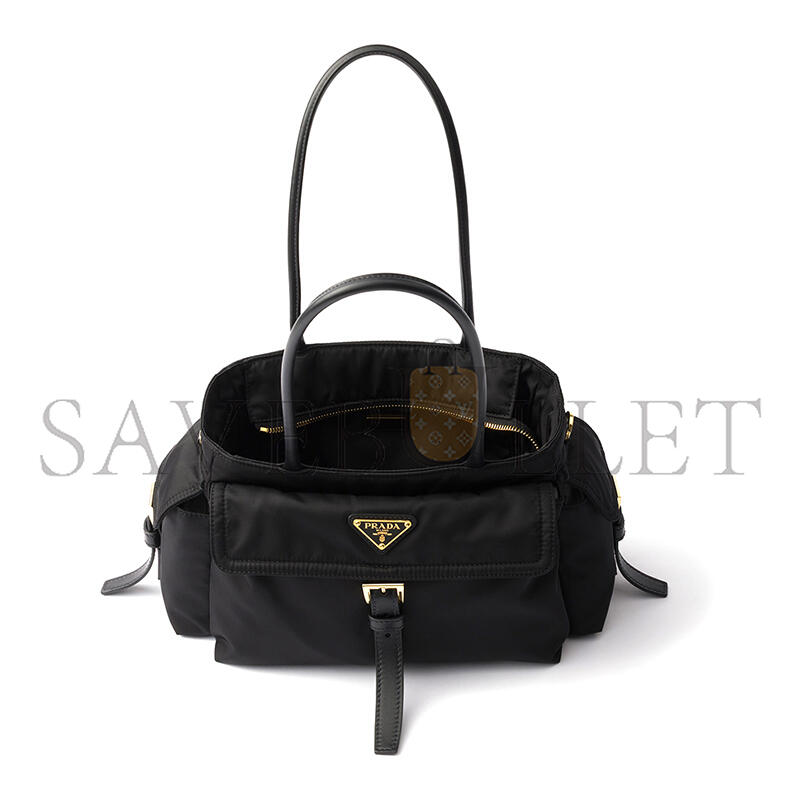 Pra*a explore medium re-nylon and leather tote bag 1bg596 (31*17*11cm)